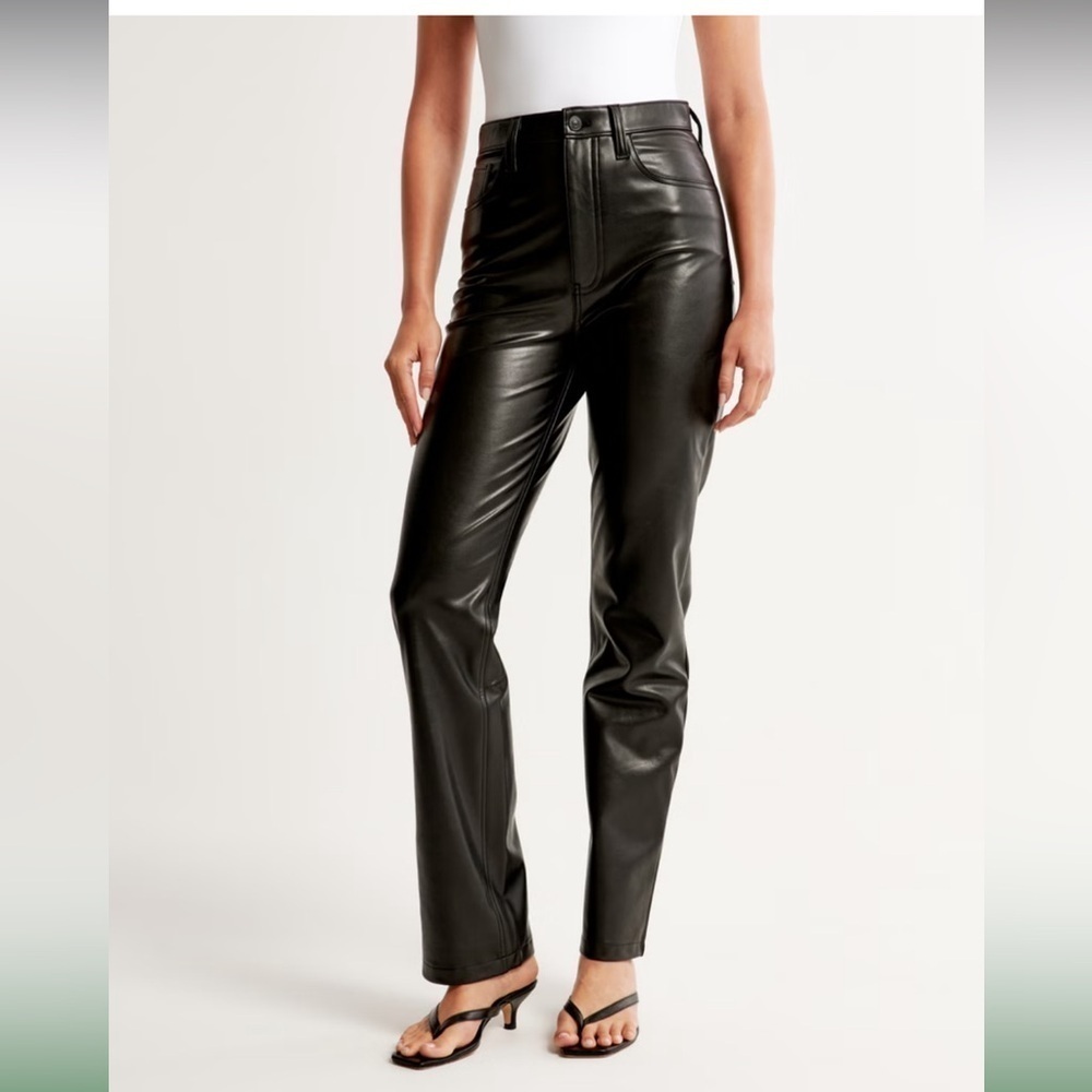 Abercrombie & Fitch Curve Love 90s Faux Leather High Rise Straight Pants 29